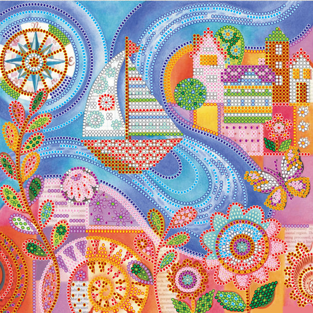 Canvas for bead embroidery "Far country" 7.9"x7.9" / 20.0x20.0 cm