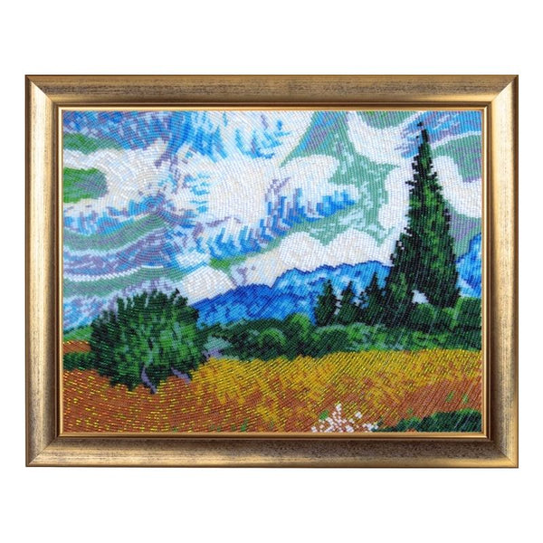 Bead DIY Embroidery Kit "Cypress Field (after V. Van Gogh)" 10.2"x13.4"/ 26.0x34.0 cm