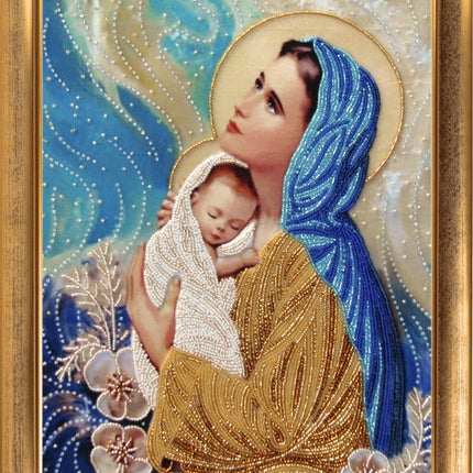 DIY Bead Embroidery Kit "Mother and Baby" 1.4"x1.0" / 3.5x2.6 cm