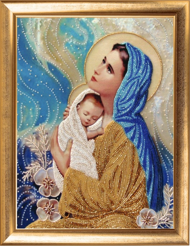 DIY Bead Embroidery Kit "Mother and Baby" 1.4"x1.0" / 3.5x2.6 cm