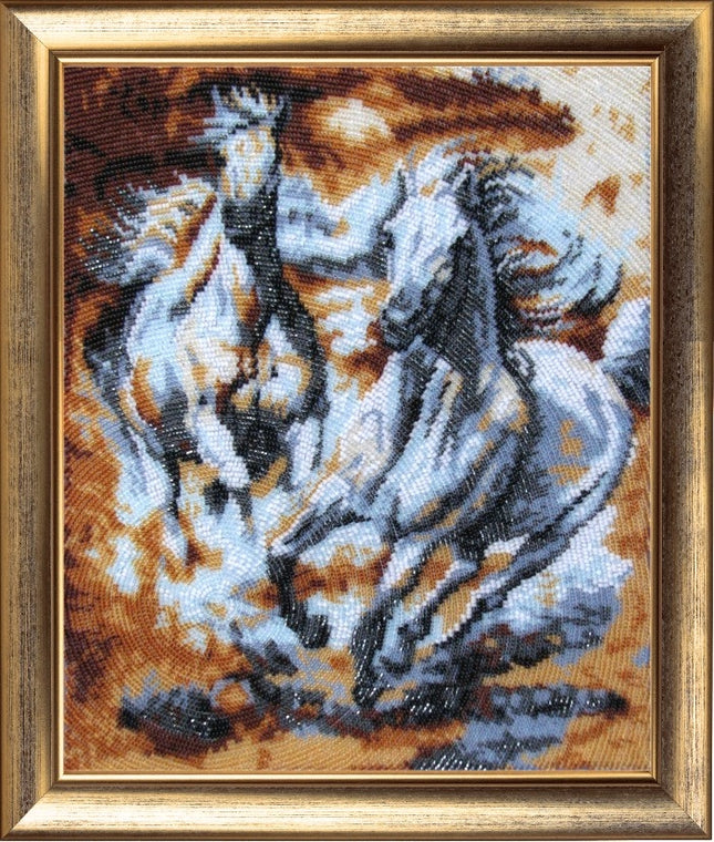 DIY Bead Embroidery Kit "Faster Than Wind" 12.6"x10.6" / 32.0x27.0 cm