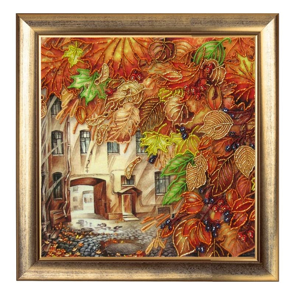 Bead DIY Embroidery Kit "Golden Leaf Fall" 10.6"x10.6"/ 27.0x27.0 cm