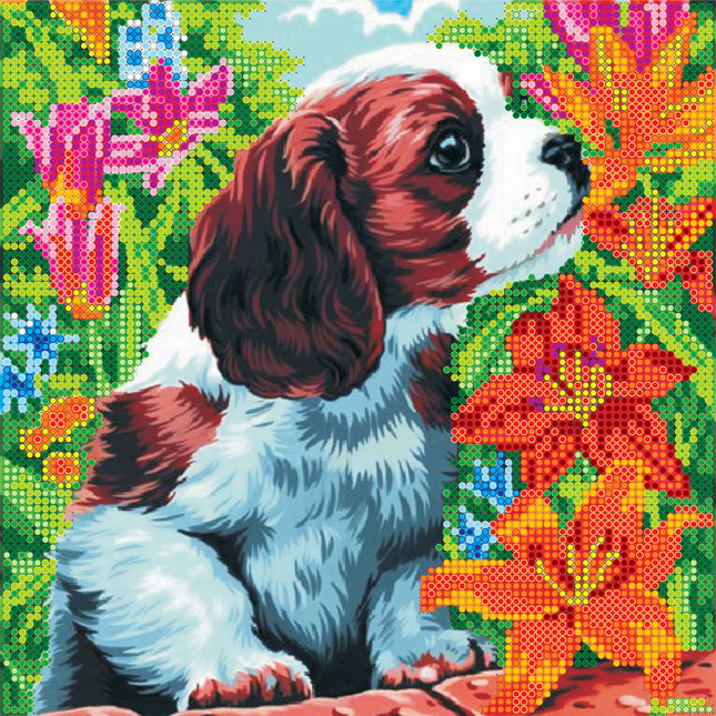 Canvas for bead embroidery "Puppy" 7.9"x7.9" / 20.0x20.0 cm