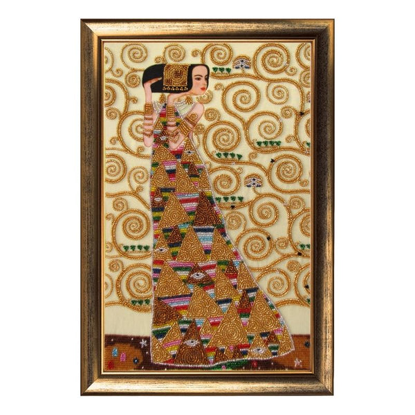 Bead DIY Embroidery Kit "Expectation (after G. Klimt)" 14.2"x9.1"/ 36.0x23.0 cm