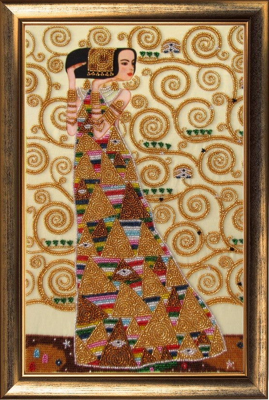 Bead DIY Embroidery Kit "Expectation (after G. Klimt)" 14.2"x9.1"/ 36.0x23.0 cm