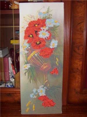 DIY Bead Embroidery Kit "Wild flowers" 6.7"x17.7" / 17.0x45.0 cm