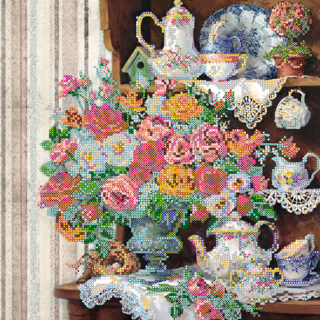 Canvas for bead embroidery "English breakfast" 11.8"x11.8" / 30.0x30.0 cm