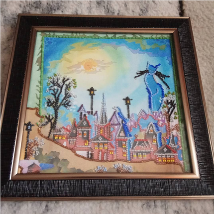 Canvas for bead embroidery "The Keeper of Dreams" 7.9"x7.9" / 20.0x20.0 cm