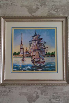 Canvas for bead embroidery "Frigate" 11.8"x11.8" / 30.0x30.0 cm