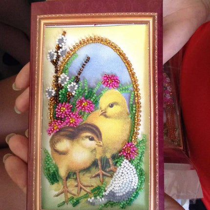 DIY Bead embroidery postcard kit "Easter – 3"
