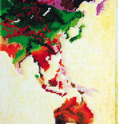 DIY Bead Embroidery Kit "World map - 3" 7.1"x13.4" / 18.0x34.0 cm