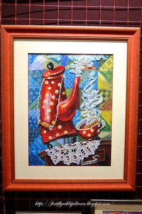 DIY Bead Embroidery Kit "Service with dots" 11.8"x15.7" / 30.0x40.0 cm