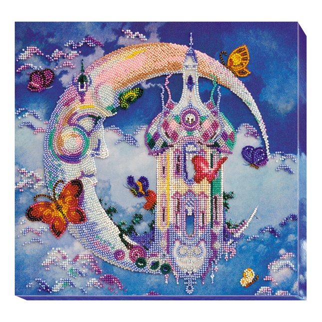 DIY Bead Embroidery Kit "Face of the moon" 11.8"x11.8" / 30.0x30.0 cm