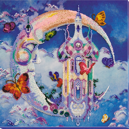 DIY Bead Embroidery Kit "Face of the moon" 11.8"x11.8" / 30.0x30.0 cm
