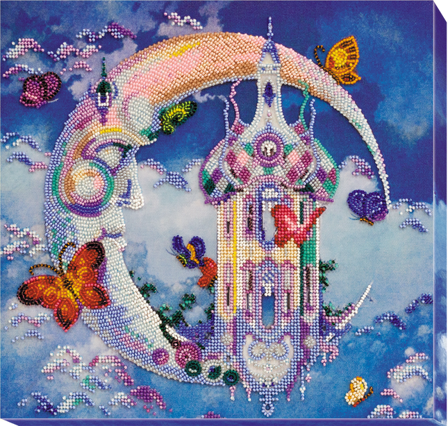 DIY Bead Embroidery Kit "Face of the moon" 11.8"x11.8" / 30.0x30.0 cm