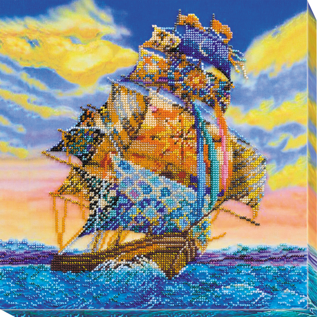 DIY Bead Embroidery Kit "Оn all sails" 11.8"x11.8" / 30.0x30.0 cm