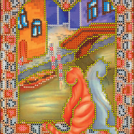 Canvas for bead embroidery "The First Date" 6.1"x7.9" / 15.5x20.0 cm