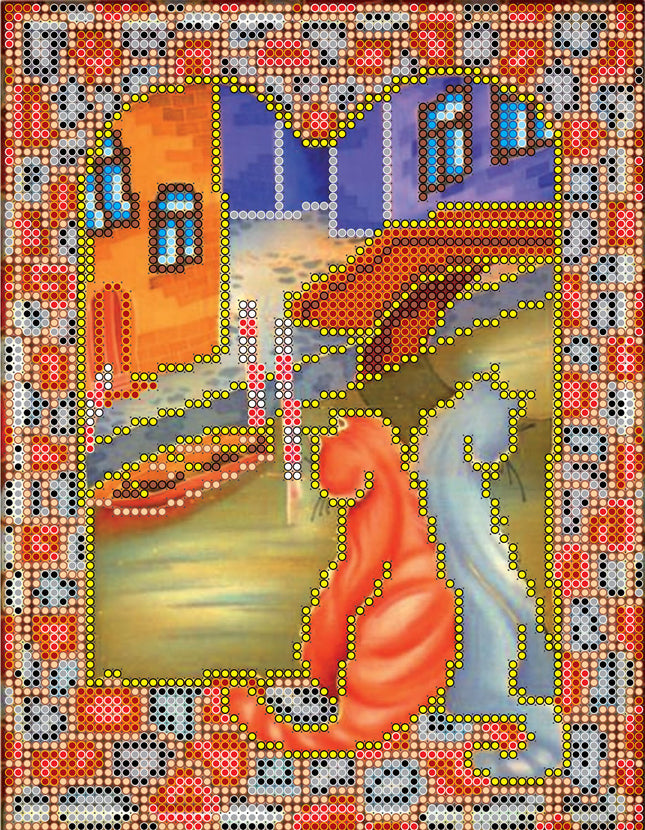 Canvas for bead embroidery "The First Date" 6.1"x7.9" / 15.5x20.0 cm