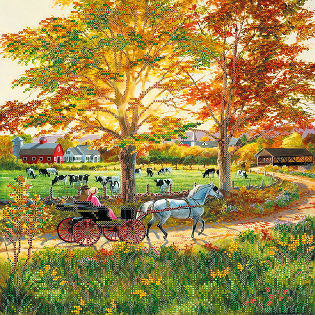 Canvas for bead embroidery "Walk together" 11.8"x11.8" / 30.0x30.0 cm
