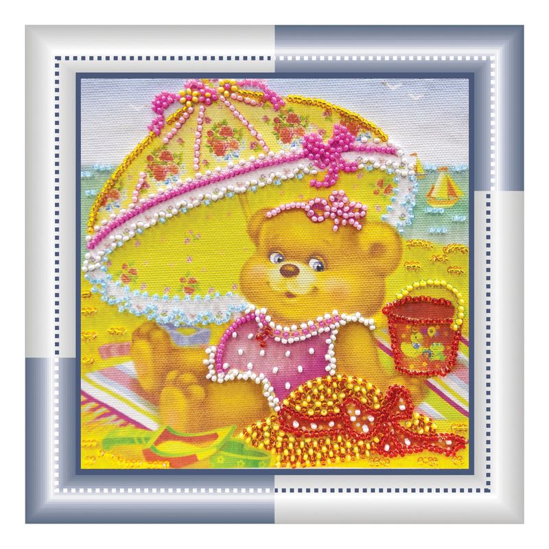 DIY Bead Embroidery Kit "On a beach"  5.9"x5.9" / 15.0x15.0 cm