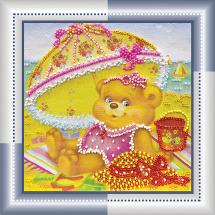 DIY Bead Embroidery Kit "On a beach"  5.9"x5.9" / 15.0x15.0 cm