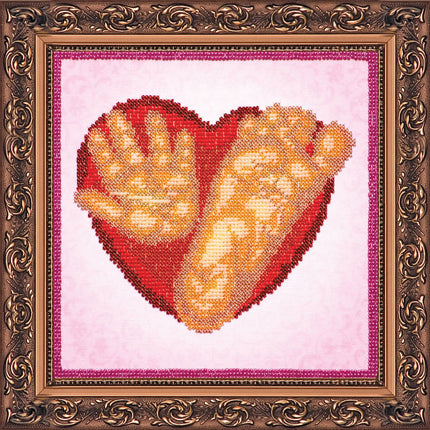 DIY Bead Embroidery Kit "Baby imprints (girl)" 7.9"x7.9" / 20.0x20.0 cm