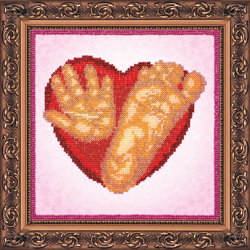 DIY Bead Embroidery Kit "Baby imprints (girl)" 7.9"x7.9" / 20.0x20.0 cm