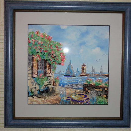 Canvas for bead embroidery "On Shore" 7.9"x7.9" / 20.0x20.0 cm