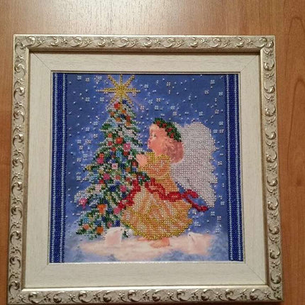 Canvas for bead embroidery "The Christmas Star" 7.9"x7.9" / 20.0x20.0 cm