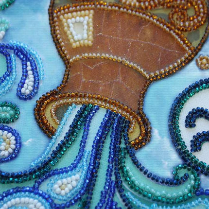 DIY Bead Embroidery Kit "Aquarius" 8.7"x8.7" / 22.0x22.0 cm