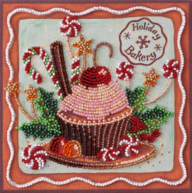 DIY Bead Embroidery Kit "Holiday sweets"  5.9"x5.9" / 15.0x15.0 cm