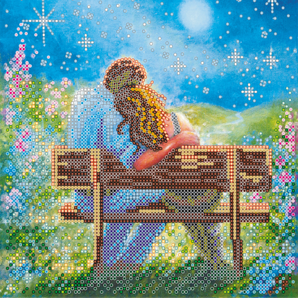 Canvas for bead embroidery "Evening date" 7.9"x7.9" / 20.0x20.0 cm