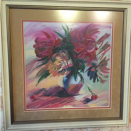 Canvas for bead embroidery "Picturesque peonies" 11.8"x11.8" / 30.0x30.0 cm