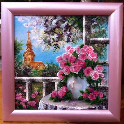 Canvas for bead embroidery "Sprince romance" 7.9"x7.9" / 20.0x20.0 cm