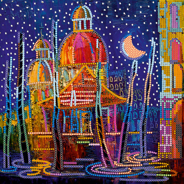 Canvas for bead embroidery "In the night" 7.9"x7.9" / 20.0x20.0 cm