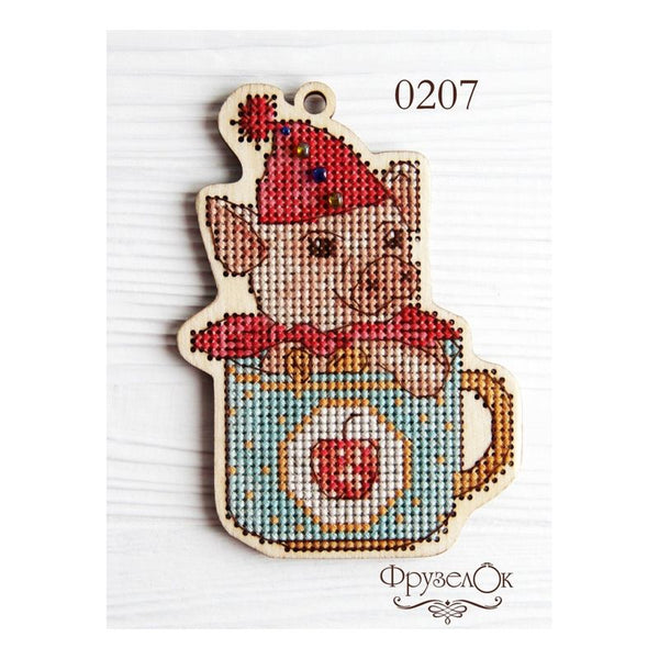 DIY Cross stitch kit on wood "Taras" 3.1x4.3 in / 8.0x11.0 cm