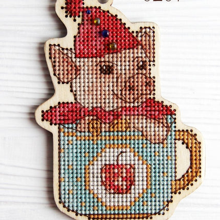 DIY Cross stitch kit on wood "Taras" 3.1x4.3 in / 8.0x11.0 cm