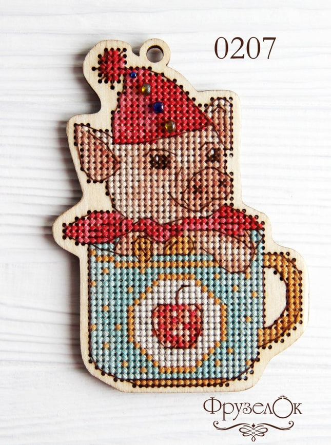 DIY Cross stitch kit on wood "Taras" 3.1x4.3 in / 8.0x11.0 cm