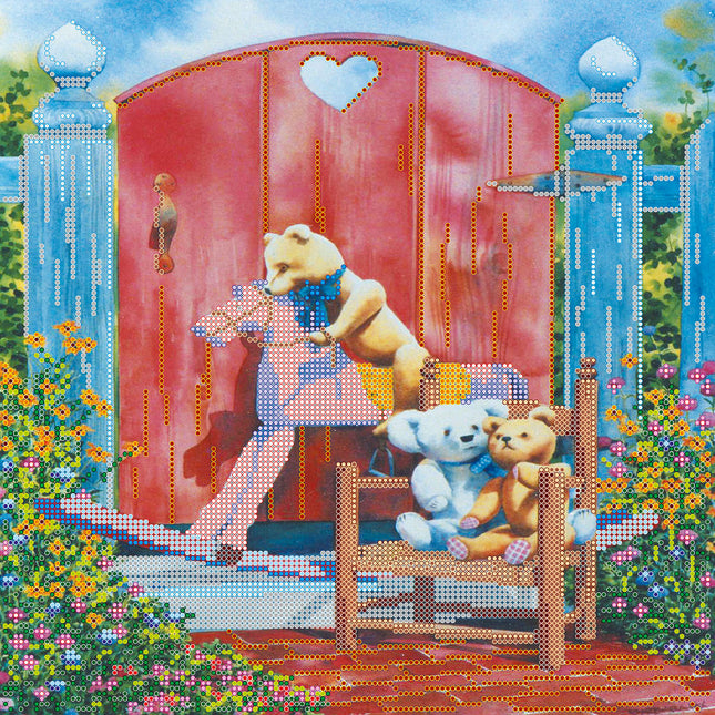 Canvas for bead embroidery "Memories of childhood" 11.8"x11.8" / 30.0x30.0 cm
