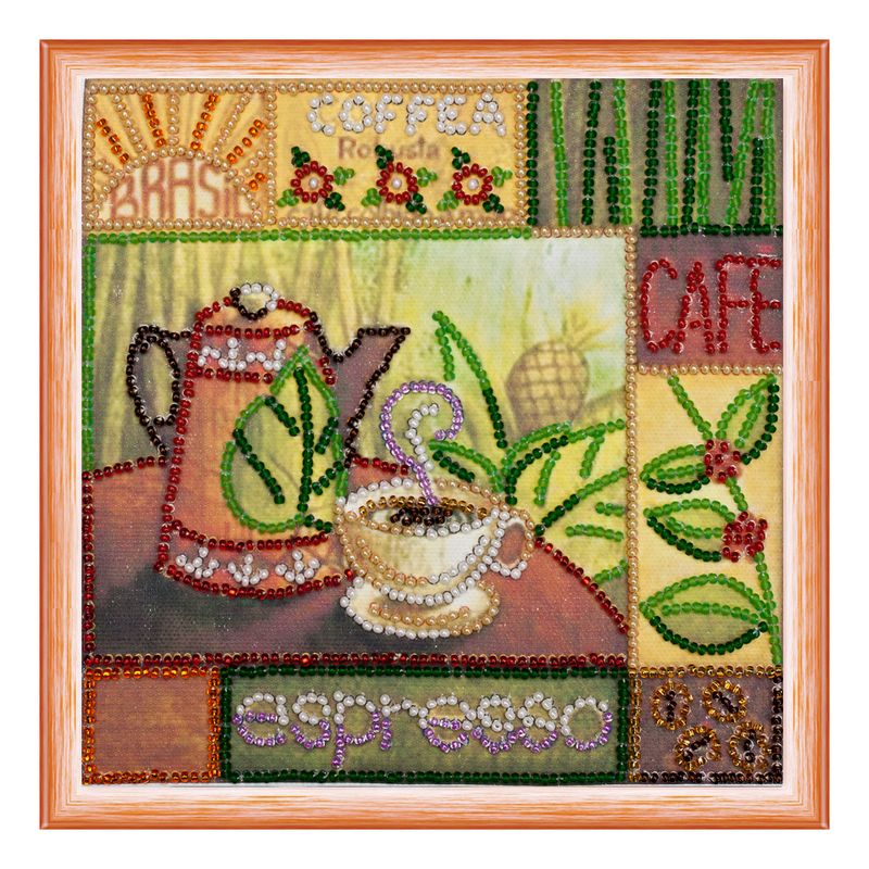 DIY Bead Embroidery Kit "Expresso"  5.9"x5.9" / 15.0x15.0 cm