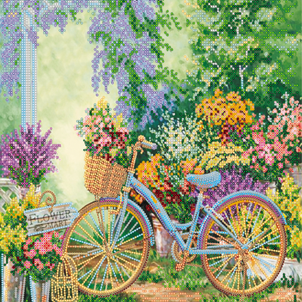 Canvas for bead embroidery "In the style of retro" 11.8"x11.8" / 30.0x30.0 cm