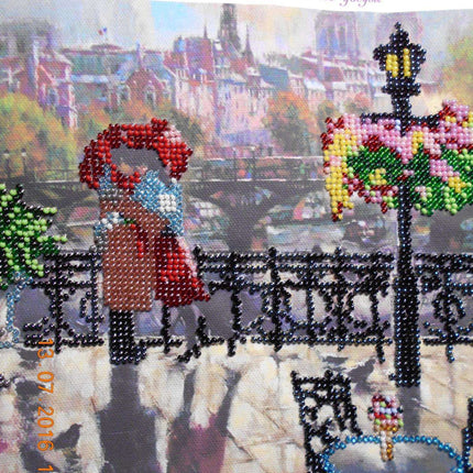 Canvas for bead embroidery "Embrace Paris" 7.9"x7.9" / 20.0x20.0 cm