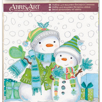 DIY Bead Embroidery Kit "Snow friends"  5.9"x5.9" / 15.0x15.0 cm