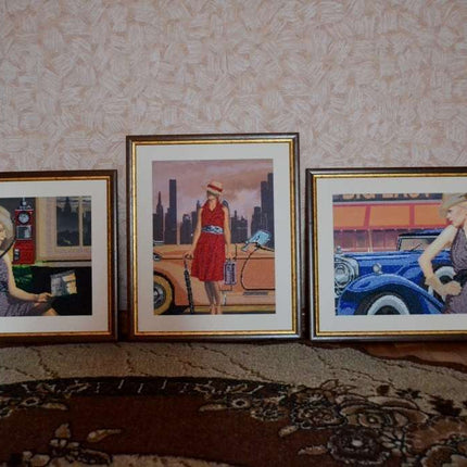DIY Bead Embroidery Kit "Retro travel – 1" 18.1"x11.8" / 46.0x30.0 cm