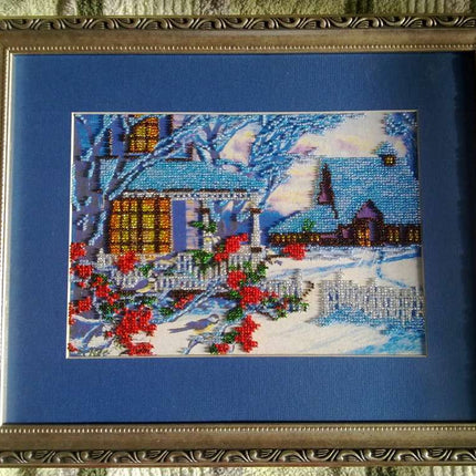 DIY Bead Embroidery Kit "Winter evening" 11.8"x8.4" / 30.0x21.3 cm