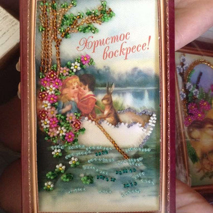 DIY Bead embroidery postcard kit "Easter – 10"