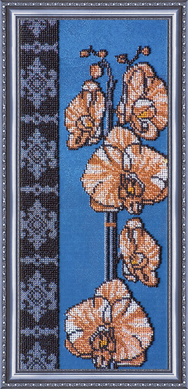 DIY Bead Embroidery Kit "Orchids – 2" 7.1"x15.7" / 18.0x40.0 cm