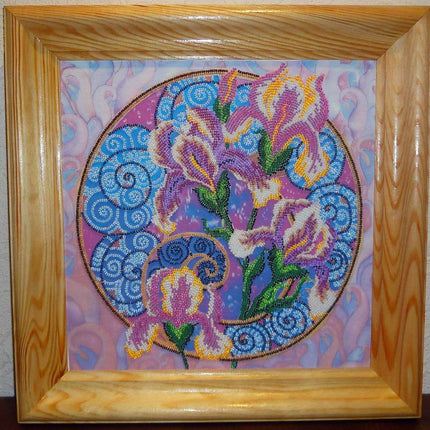 Canvas for bead embroidery "Singing irises" 11.8"x11.8" / 30.0x30.0 cm