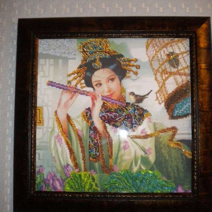 DIY Bead Embroidery Kit "Spring Flower" 11.8"x11.8" / 30.0x30.0 cm