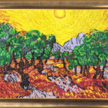 Bead DIY Embroidery Kit "The Sun in the Olive Garden (after V. Van Gogh)" 10.6"x13.4"/ 27.0x34.0 cm